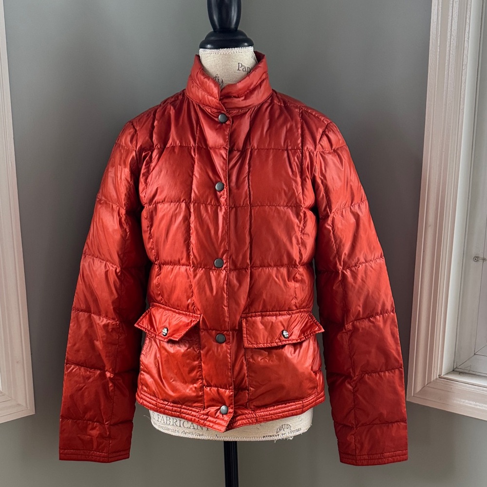 Eddie Bauer vintage 550 down quilted coat rust orange EUC size small